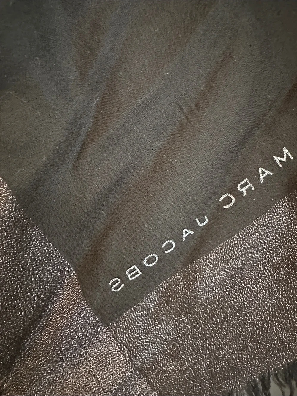 Marc Jacobs Black Shawl with Shimmery Silver Trim
